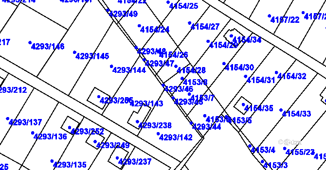 Parcela st. 4293/46 v KÚ Hlučín, Katastrální mapa
