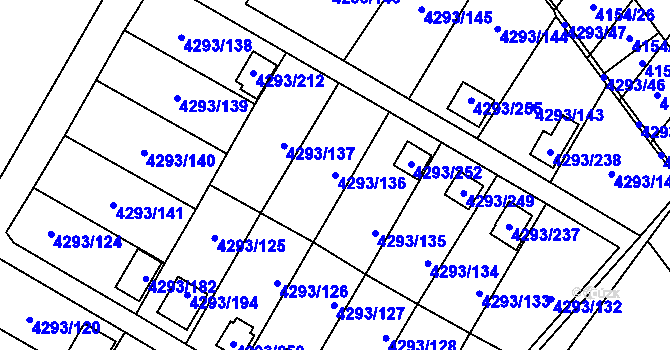 Parcela st. 4293/136 v KÚ Hlučín, Katastrální mapa