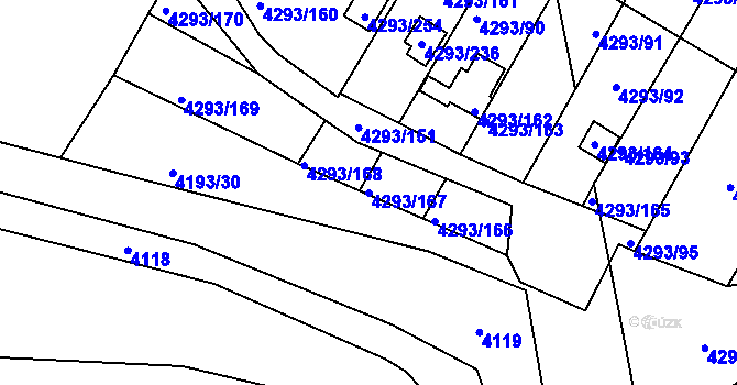 Parcela st. 4293/167 v KÚ Hlučín, Katastrální mapa