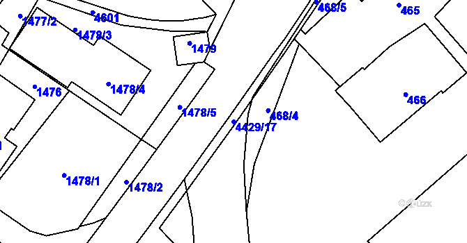 Parcela st. 4429/17 v KÚ Hlučín, Katastrální mapa