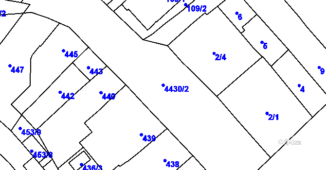 Parcela st. 4430/2 v KÚ Hlučín, Katastrální mapa
