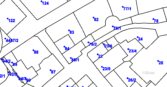 Parcela st. 86/2 v KÚ Hlučín, Katastrální mapa