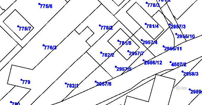 Parcela st. 782/2 v KÚ Hlučín, Katastrální mapa