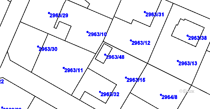 Parcela st. 2963/48 v KÚ Hlučín, Katastrální mapa