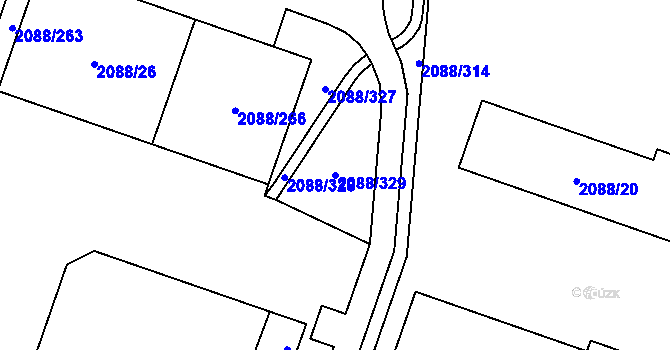 Parcela st. 2088/329 v KÚ Hlučín, Katastrální mapa