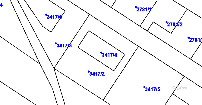 Parcela st. 3417/4 v KÚ Hlučín, Katastrální mapa