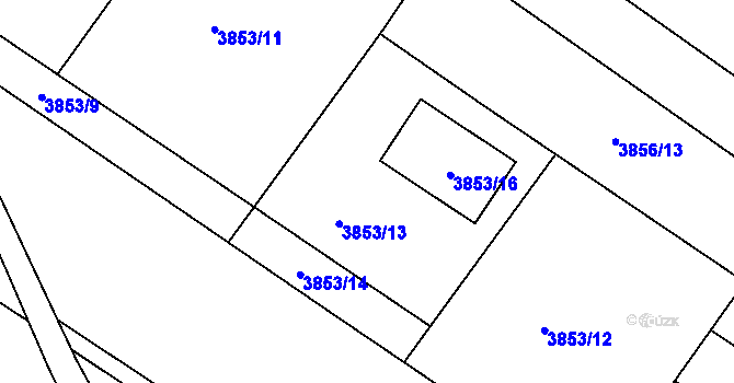 Parcela st. 3853/13 v KÚ Hlučín, Katastrální mapa