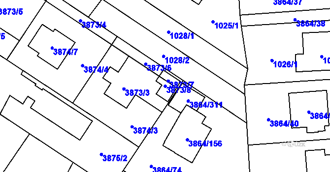 Parcela st. 3873/8 v KÚ Hlučín, Katastrální mapa