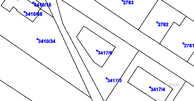 Parcela st. 3417/6 v KÚ Hlučín, Katastrální mapa