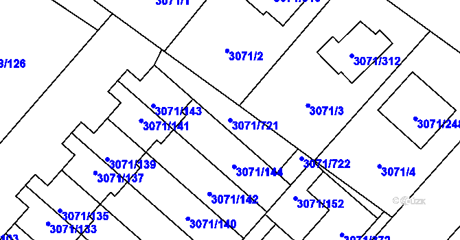Parcela st. 3071/721 v KÚ Hlučín, Katastrální mapa