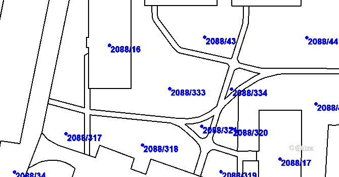 Parcela st. 2088/333 v KÚ Hlučín, Katastrální mapa