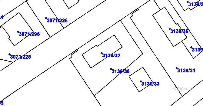 Parcela st. 3139/32 v KÚ Hlučín, Katastrální mapa