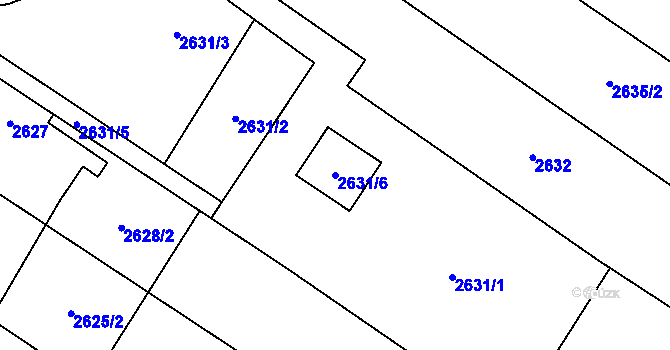 Parcela st. 2631/6 v KÚ Hlučín, Katastrální mapa