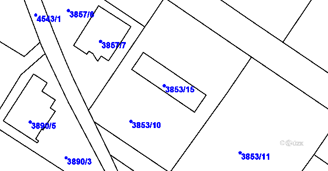 Parcela st. 3853/15 v KÚ Hlučín, Katastrální mapa