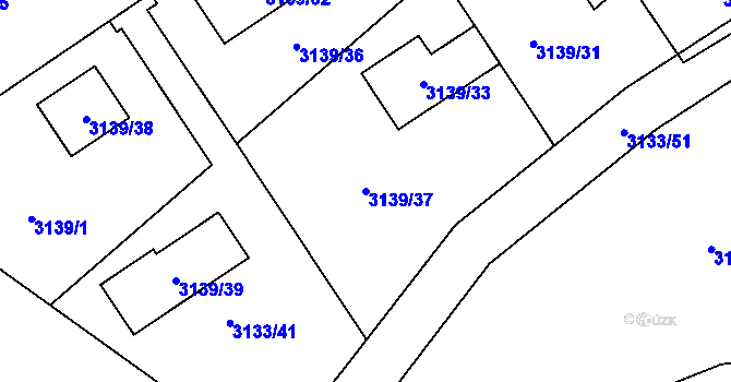 Parcela st. 3139/37 v KÚ Hlučín, Katastrální mapa