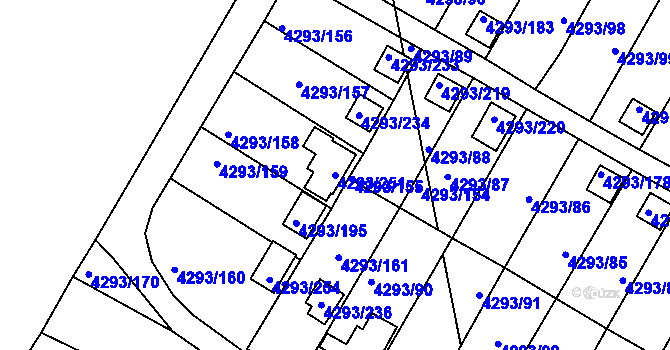 Parcela st. 4293/251 v KÚ Hlučín, Katastrální mapa
