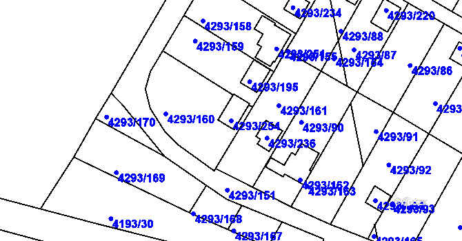 Parcela st. 4293/254 v KÚ Hlučín, Katastrální mapa