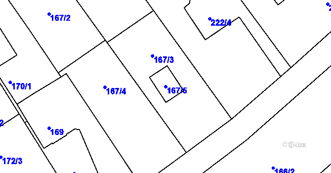 Parcela st. 167/5 v KÚ Hlučín, Katastrální mapa
