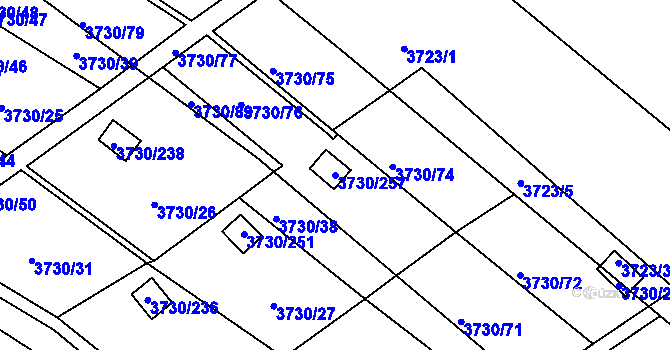 Parcela st. 3730/257 v KÚ Hlučín, Katastrální mapa
