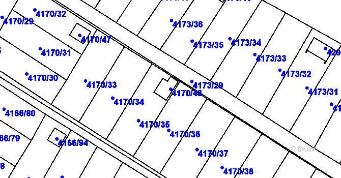 Parcela st. 4170/48 v KÚ Hlučín, Katastrální mapa