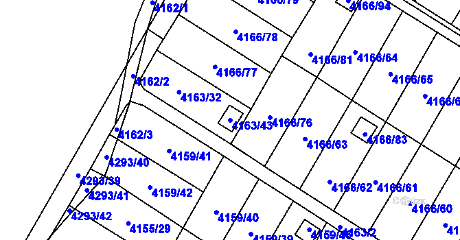 Parcela st. 4163/43 v KÚ Hlučín, Katastrální mapa