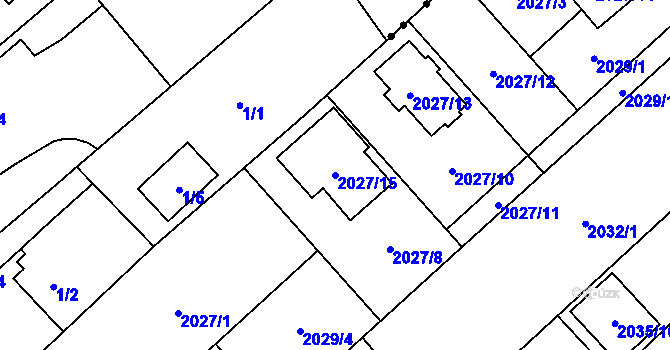Parcela st. 2027/15 v KÚ Hlučín, Katastrální mapa