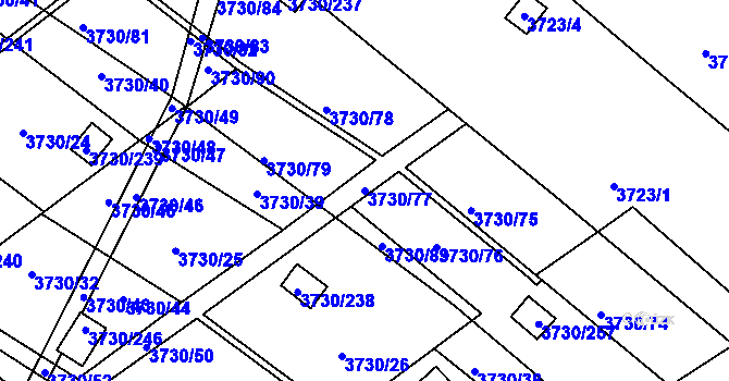 Parcela st. 3730/77 v KÚ Hlučín, Katastrální mapa