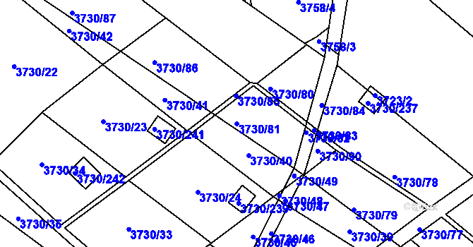 Parcela st. 3730/81 v KÚ Hlučín, Katastrální mapa