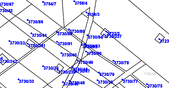 Parcela st. 3730/83 v KÚ Hlučín, Katastrální mapa