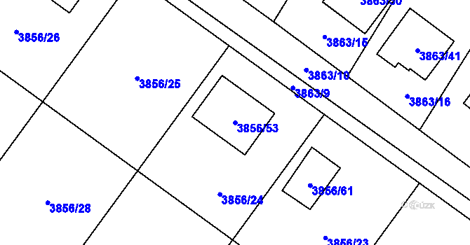 Parcela st. 3856/53 v KÚ Hlučín, Katastrální mapa