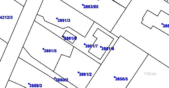 Parcela st. 3861/7 v KÚ Hlučín, Katastrální mapa