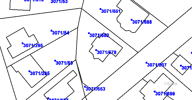 Parcela st. 3071/678 v KÚ Hlučín, Katastrální mapa