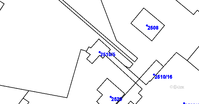 Parcela st. 2510/5 v KÚ Hlučín, Katastrální mapa