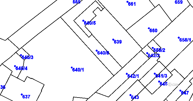 Parcela st. 640/8 v KÚ Hlučín, Katastrální mapa
