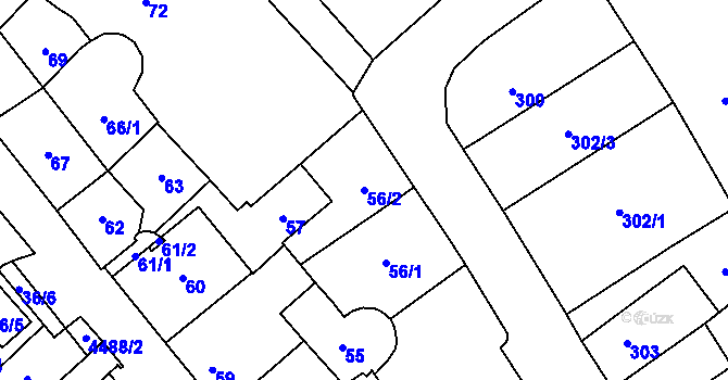 Parcela st. 56/2 v KÚ Hlučín, Katastrální mapa