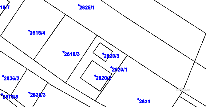 Parcela st. 2620/3 v KÚ Hlučín, Katastrální mapa