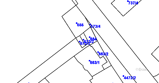 Parcela st. 673/3 v KÚ Hlučín, Katastrální mapa