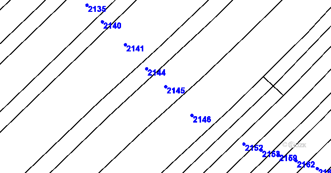 Parcela st. 2145 v KÚ Hlučín, Katastrální mapa
