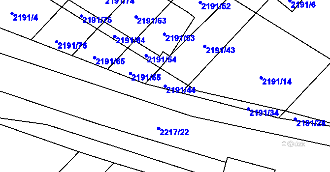 Parcela st. 2191/44 v KÚ Hlučín, Katastrální mapa