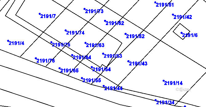 Parcela st. 2191/53 v KÚ Hlučín, Katastrální mapa