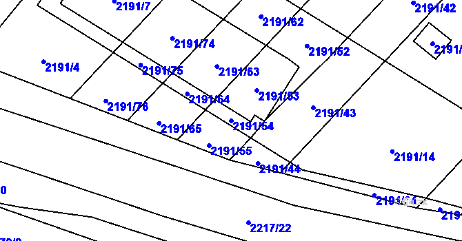 Parcela st. 2191/54 v KÚ Hlučín, Katastrální mapa