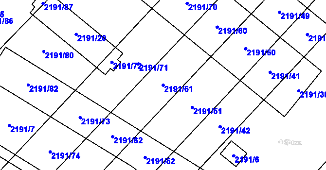 Parcela st. 2191/61 v KÚ Hlučín, Katastrální mapa
