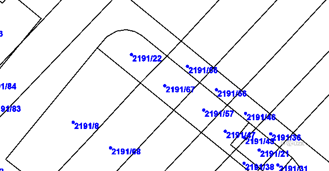 Parcela st. 2191/67 v KÚ Hlučín, Katastrální mapa
