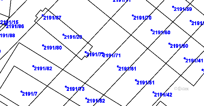 Parcela st. 2191/71 v KÚ Hlučín, Katastrální mapa