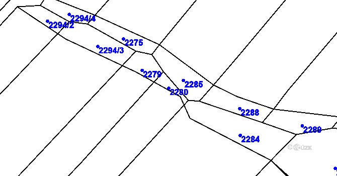 Parcela st. 2280 v KÚ Hlučín, Katastrální mapa