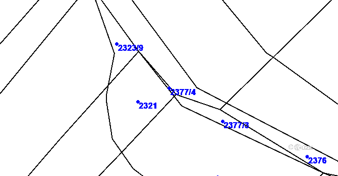Parcela st. 2377/4 v KÚ Hlučín, Katastrální mapa
