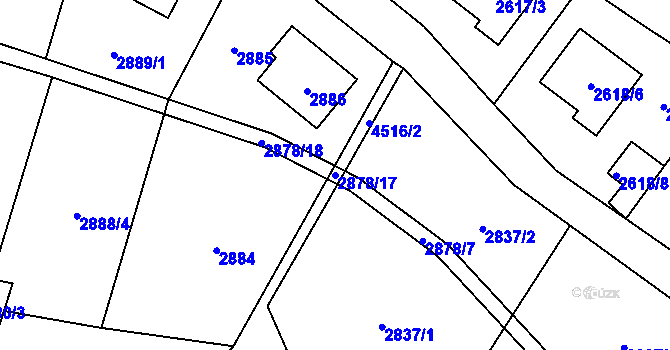 Parcela st. 2878/17 v KÚ Hlučín, Katastrální mapa