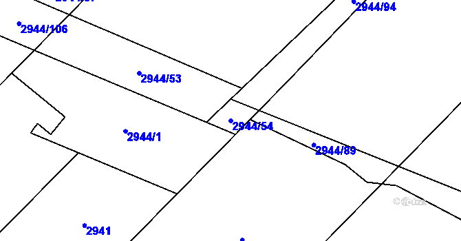 Parcela st. 2944/54 v KÚ Hlučín, Katastrální mapa