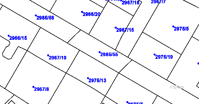 Parcela st. 2985/55 v KÚ Hlučín, Katastrální mapa