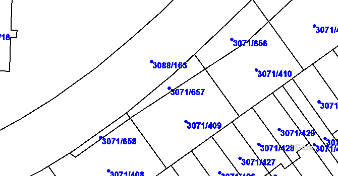 Parcela st. 3071/657 v KÚ Hlučín, Katastrální mapa